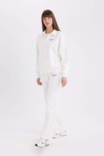 DeFacto Women's Tracksuit Bottom E6079Ax/Er105 Ecru