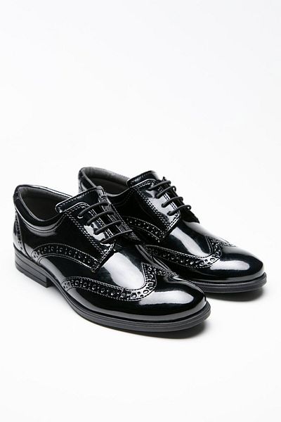 SIRRI Boy's Berlin Shiny Patent Leather Brogue Detailed Lace-Up Classic Shoes