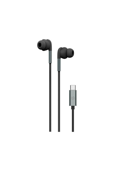 porodo Soundtec Metal+Abs Earphones 14Mm Type C - Black