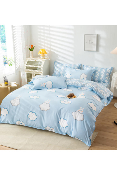 sharpdo طقم ملاءات سرير مكون من 4 قطع، مع 1 غطاء لحاف 150*200 سم، 1 ملاءة مسط...