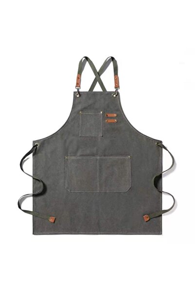 Choice Grey Fashion Canvas Apron Home Kitchen Gardening Work Dress Women's Kitchen Restaurant Work Apron