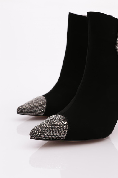 DGN Kadın Topuklu Bot Siyah Velvet 71335910