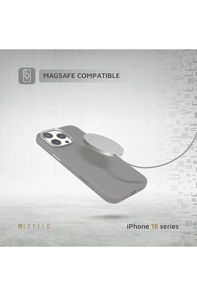 Levelo Iris Magsafe Liquid Silicone Case For iPhone 16 Pro - Gray