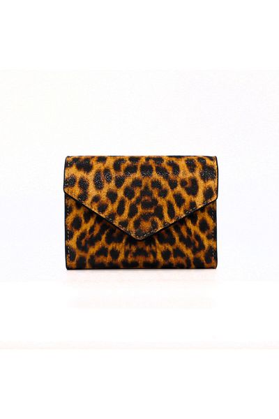 Lux Leder Vico Genuine Leather Leopard Print Suede Wallet