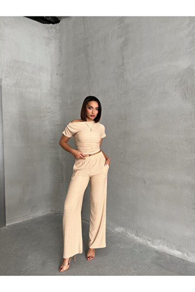 Jeevee Set pantaloni cu un singur umăr și cu picioare largi