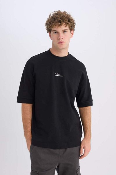DeFacto New Season Loose Fit Crew Neck Printed Heavy Fabric Short Sleeve T-Shirt