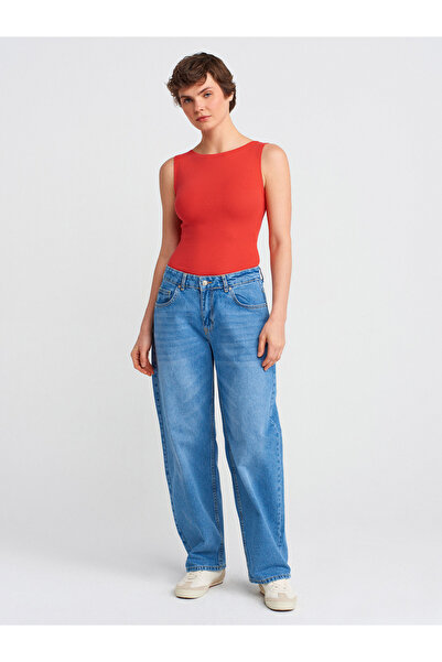 Dilvin 20868 Boat Neck Sleeveless Ball-Red