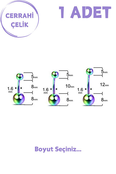 Blisse Piercing Kadın Taşsız Cerrahi Çelik Göbek Piercing