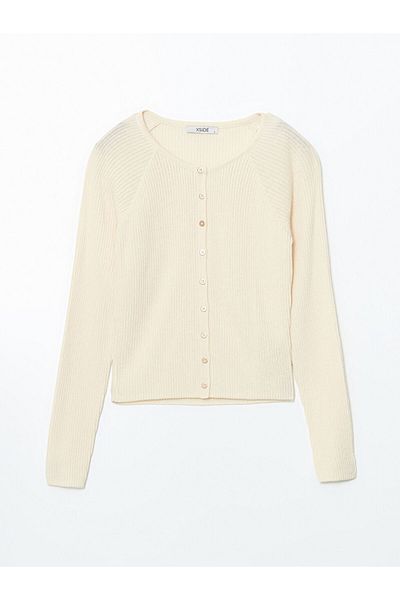 LC Waikiki Xside Beige Crew Neck Women's Knitwear Cardigan