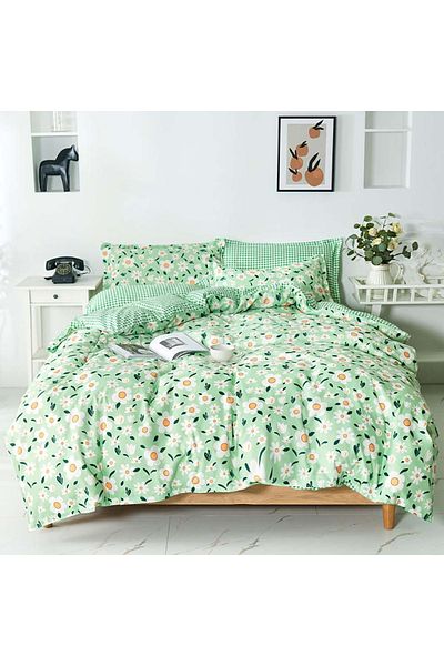 sharpdo 4 Pieces Bed Sheet Set,with 1 Comforter/Quilt Cover, 1 Flat Sheet and 2 Pillowcases Single