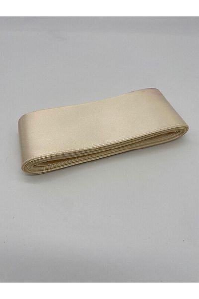 Ak Tuhafiye Cream Satin Ribbon 6 cm 10 Meters Jewelry Ribbon, Wide Satin, Bundle-Decoration-Decoration Ribbon No:2