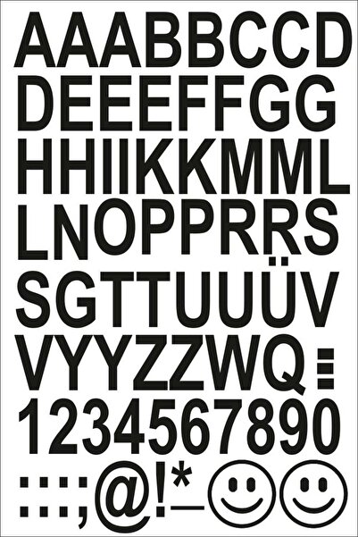 Altınuç Art Design Büyük Harf, Rakam ve Özel Karakterler Etiket Sticker Yapış...