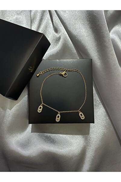 Takılarca Gold taş detaylı sallantılı bileklik