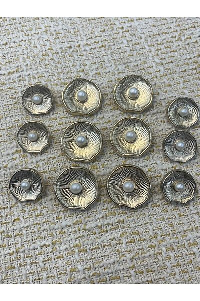 ODDA TASARIM ATÖLYESİ Oyster Model Pearl Detailed Blazer Jacket Button Set