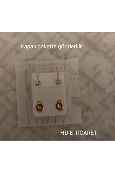 nina Altın Kristal Kulak Delme Küpesi 1 Çift