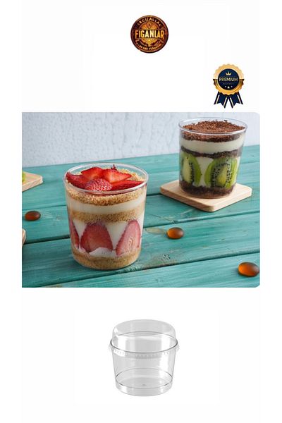 figanlar ambalaj 250Cc Bodega Hard Plastic Presentation Dessert Container Bowl + Lid 30 Pcs