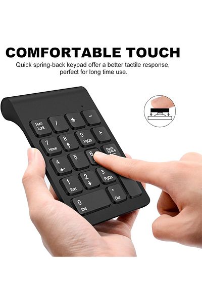 COOYA Wireless Numeric Keypad,Mini 2.4G 18 Keys,Portable Silent,with Wireless Mouse for Laptop,PC,Black