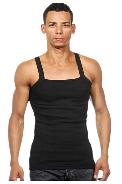 XORVİO Men's Cotton Stylish Quality Ribbed Square Collar Rope Strap Undershirt Lycra Premium