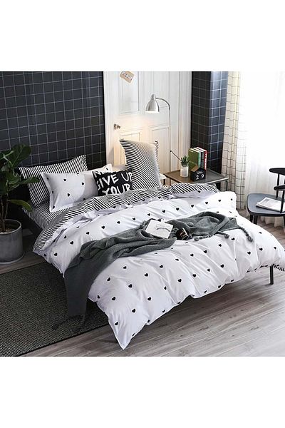 sharpdo 4 Pieces Bed Sheet Set,with 1 Comforter/Quilt Cover, 1 Flat Sheet and 2 Pillowcases Single
