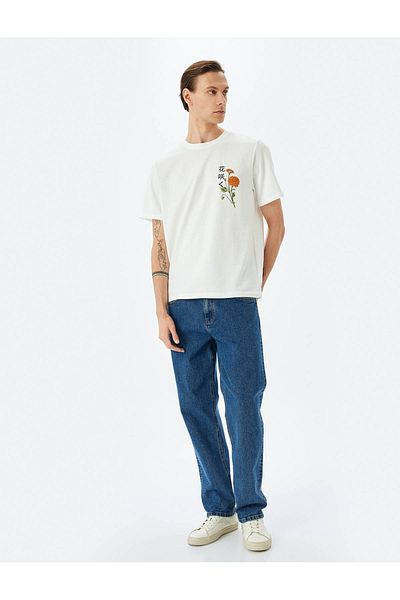 Koton Crew Neck Regular Fit Cotton Tough Fabric Short Sleeve Far East Printed T-Shirt