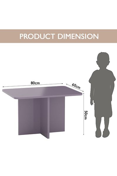 Mahmayi Modern Ergonomic Child Desk for Kids, 80x50cm, Round Edges Ideal for Toddlers-Purple
