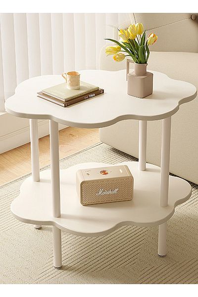 sharpdo Simple Modern Flower Creative Double-Layer Tea Table, Living Room Sofa Side Coffee Table 40*59*58CM