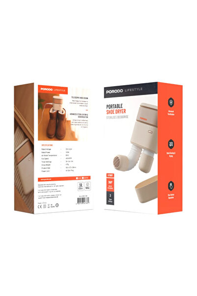 porodo مجفف أحذية بالهواء الساخن من لايف ستايل - أبيض