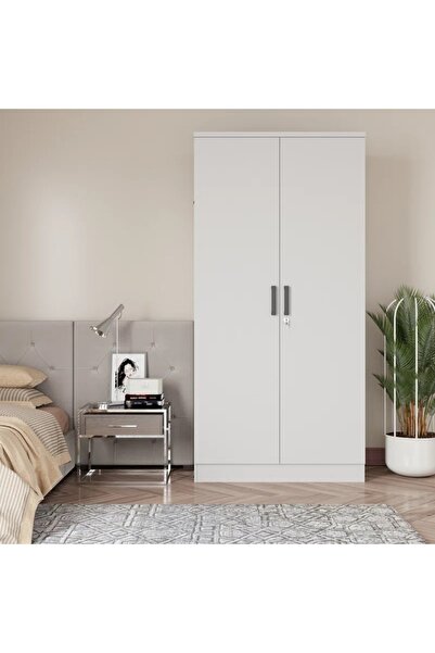 Mozide MDF Apel Gardırop  2 Kapaklı Askılı ve Raflı