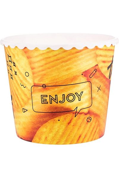AKDC POPCORN & CHIPS BOWL 17CMX17CMX14CM Yellow and white