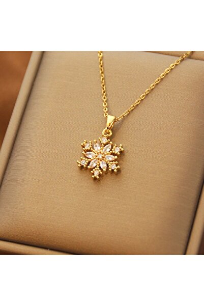 Choice XL1481-3 قطعة واحدة من قلادة فاخرة مطلية بالذهب بتصميم ندفة الثلج من خ...