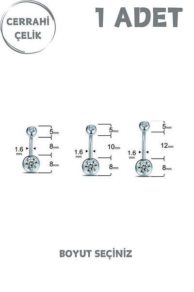 Blisse Piercing Women's Double Stone Surgical Steel Belly Piercing