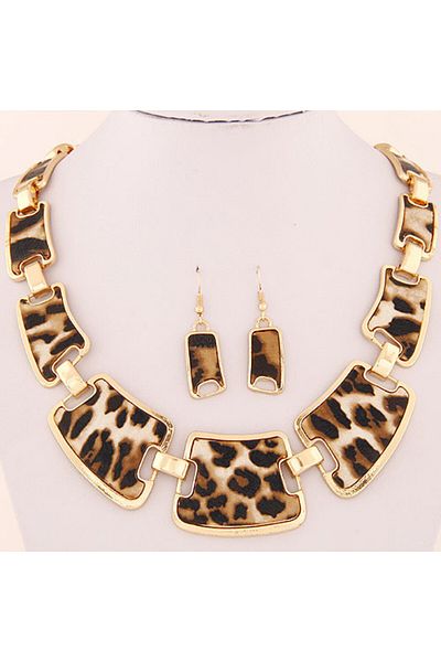 Choice Color Statement Jewelry Sets Fashion Popular Elegant Punk Geometric Leopard Link Chain Necklace Earr