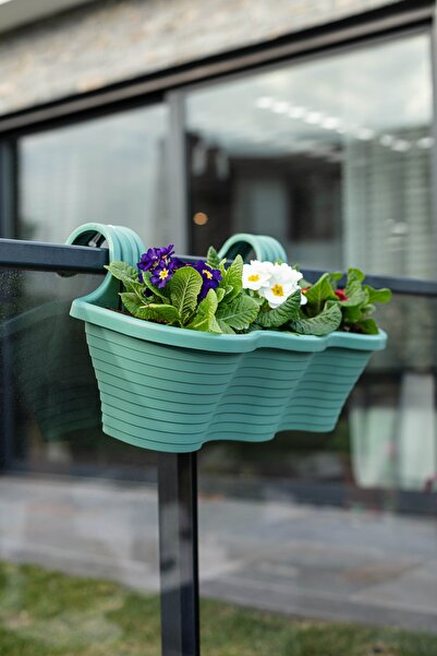 KıtayGroup 10 Litre Yeşil Askılı Balkon Saksısı Dekoratif Plastik Saksı Tombi...