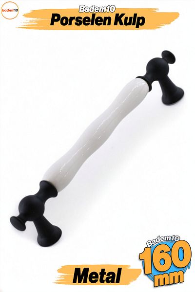 Badem10 Aruh Mâner negru din porțelan 160 mm Mobilier Bucătărie Sertar Dulap Dulap Ușă Mânere Mâner