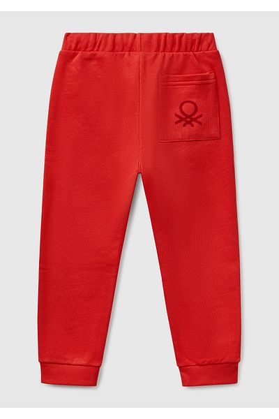 United Colors of Benetton Boy's Red Back Pocket Logo Sweatpants