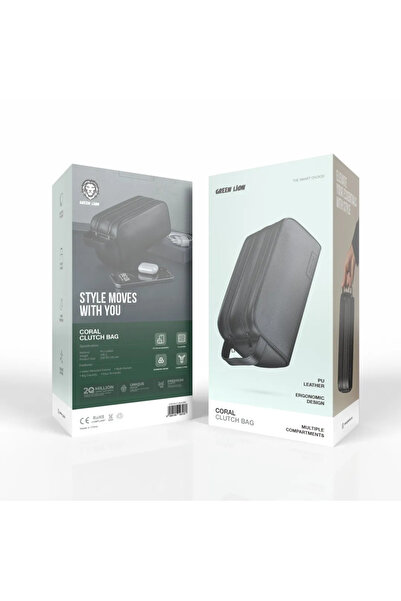 Green Lion حقيبة كلاتش كورال 2 سحاب - أسود