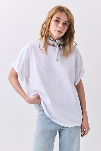 Trendiz Women's Oversize Basic Tshirt - White 5012