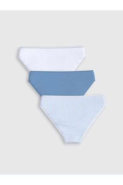 LC Waikiki LCW DREAM Chiloți de bikini cu dungi albastre, pachet de 3