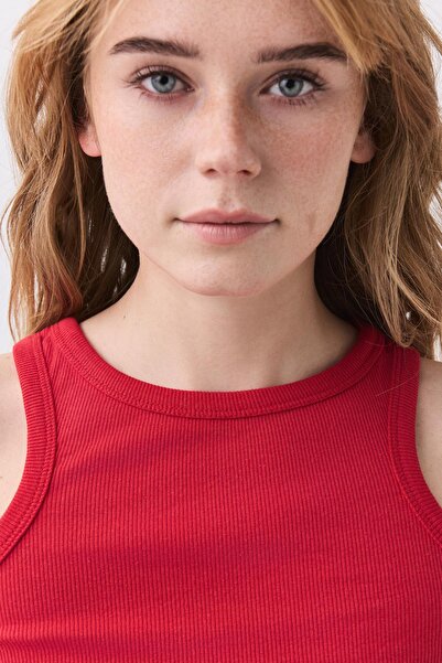 Trendiz Women's Cotton Strappy Halter Neck Basic Tank Top Red 9011