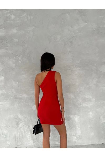 Moka Shopin Mokashopin One Shoulder Sleeveless Mini Length Dress - Red