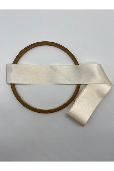 Ak Tuhafiye Cream Satin Ribbon 6 cm 10 Meters Jewelry Ribbon, Wide Satin, Bundle-Decoration-Decoration Ribbon No:2