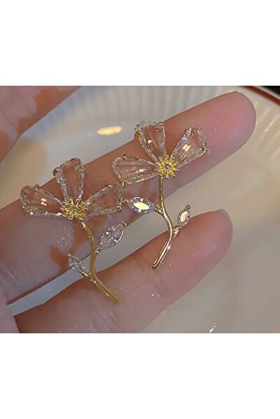 Dgt Luxury Şeffaf Camdan Çiçek Küpe