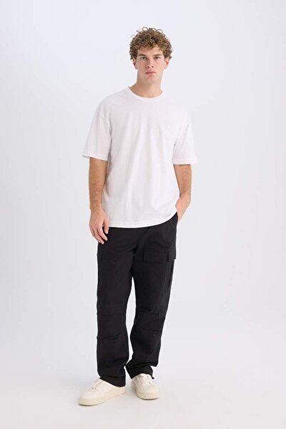 DeFacto Tricou 100% bumbac, cu croială în formă de box, cu decolteu, simplu, simplu, cu mânecă scurtă D6070ax25sp