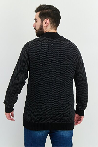 Perry Ellis Men Mock Neck Long Sleeve Allover Print Sweatshirt, Black