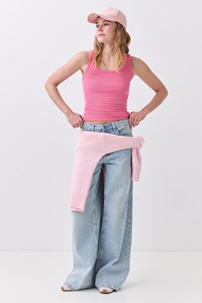 Trendiz Women's Ribbed Look Thick Strap Undershirt Pink 9012