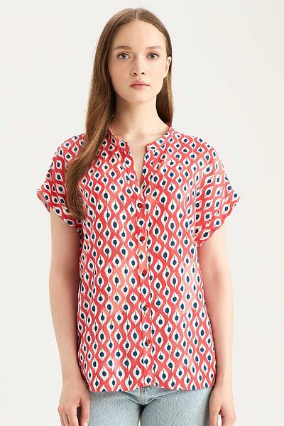 DeFacto Regular Fit Apache Collar Print Short Sleeve Shirt I6173Az25Sm