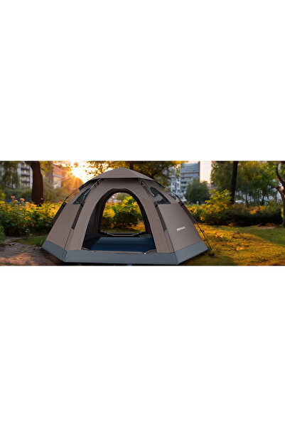 porodo خيمة تخييم أوتوماتيكية سهلة الفتح لأربعة أشخاص، مقاس 2000 مم - بني فاتح