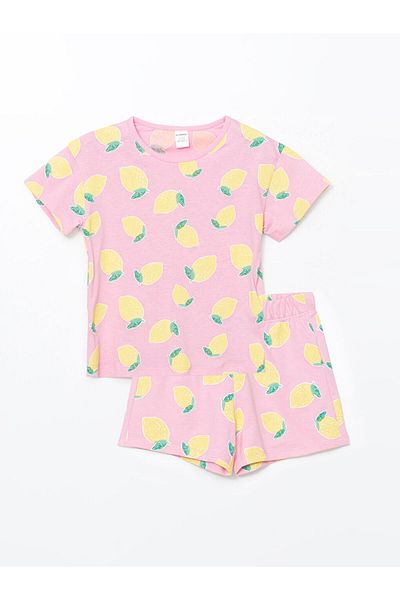 LC Waikiki Lcw Lemon Printed Girl's T-Shirt and Shorts Pack of 2