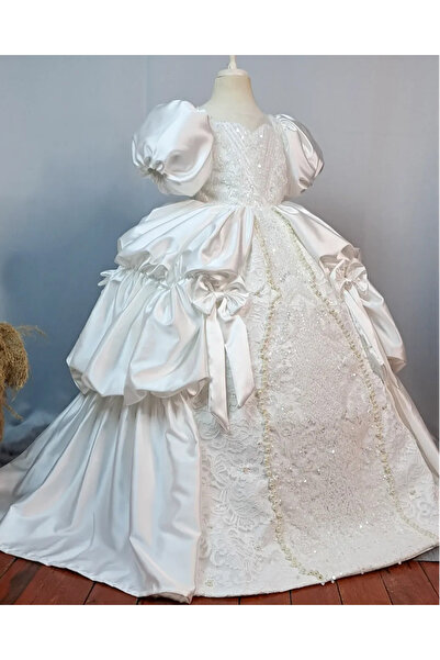 NATS KİDS فستان فترة الفتاة الأبيض خمر