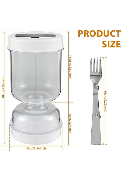 COOYA Pickle Container,with Strainer, Wet And Dry Separation Pickle and Olive Jar,with Fork Leakproof